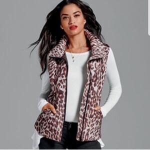 CAbi Juliet Puffer Animal Print Vest #3120 size XS